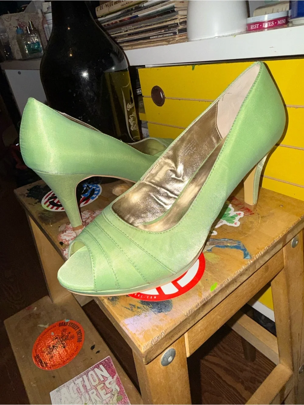 Ladies' Peep-Toe Heels in Light Green